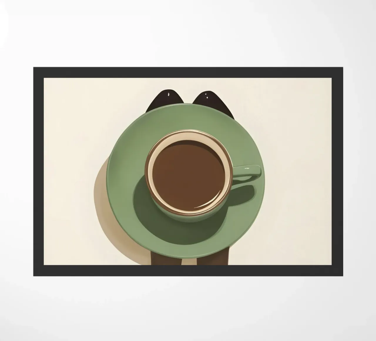 Momento caffè minimalista con tazza vista dall'alto zerbino da Trendy Vibes