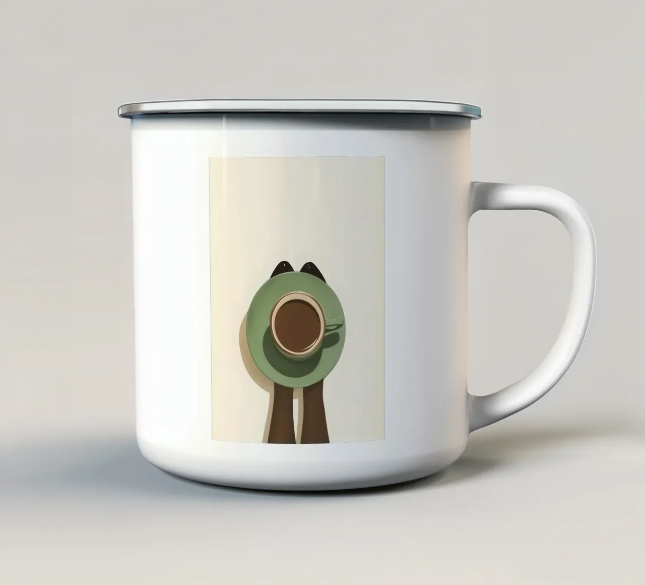 Momento caffè minimalista con tazza vista dall'alto tazza in smalto da Trendy Vibes