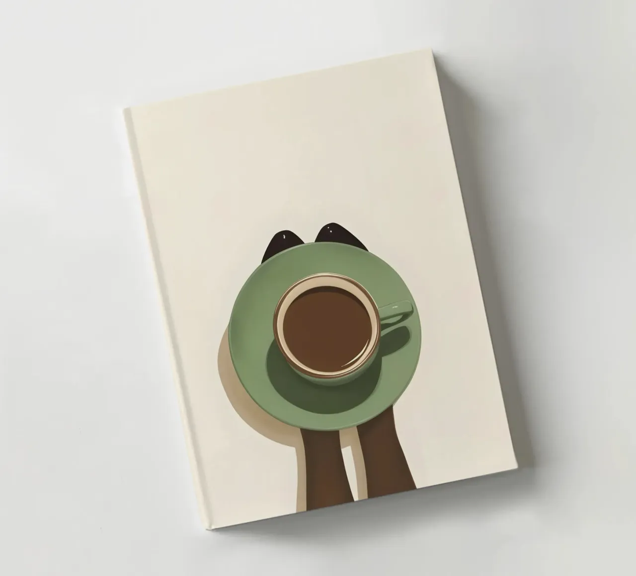 Moment café minimaliste avec une tasse vue d'oiseau carnet de notes de Trendy Vibes