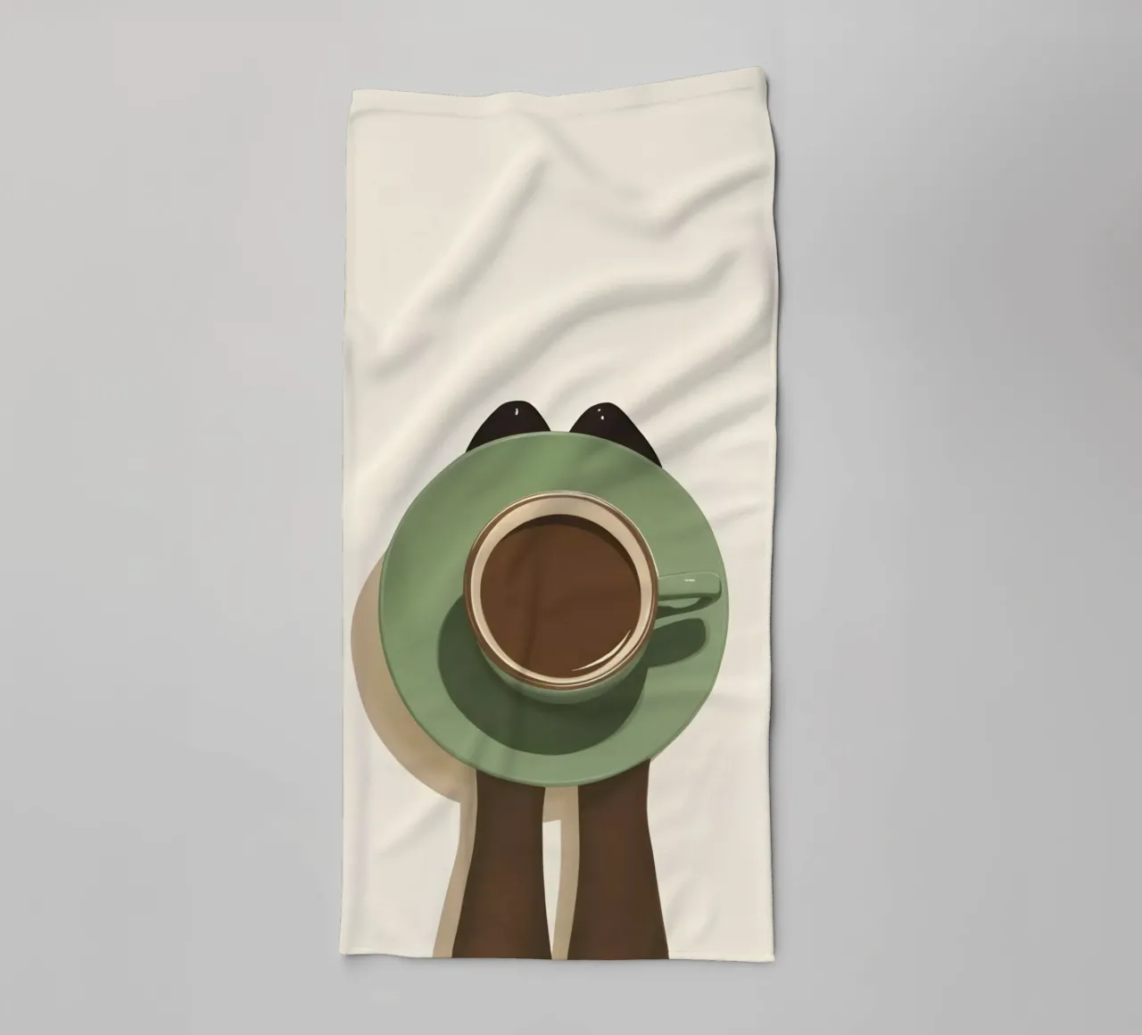 Moment café minimaliste avec une tasse vue d'oiseau serviette de bain de Trendy Vibes