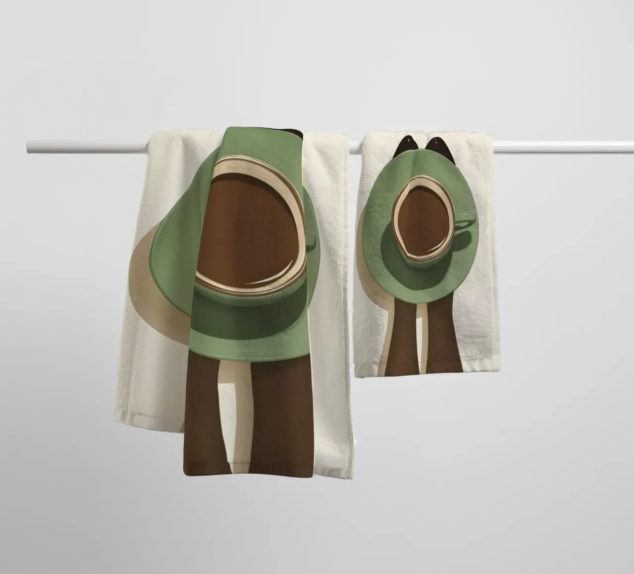 Moment café minimaliste avec une tasse vue d'oiseau serviette de bain de Trendy Vibes