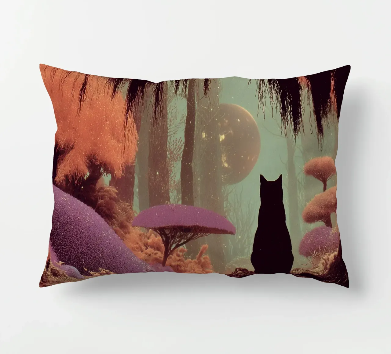 Gatto nella foresta incantata cuscino da Jana Leonenkov Art