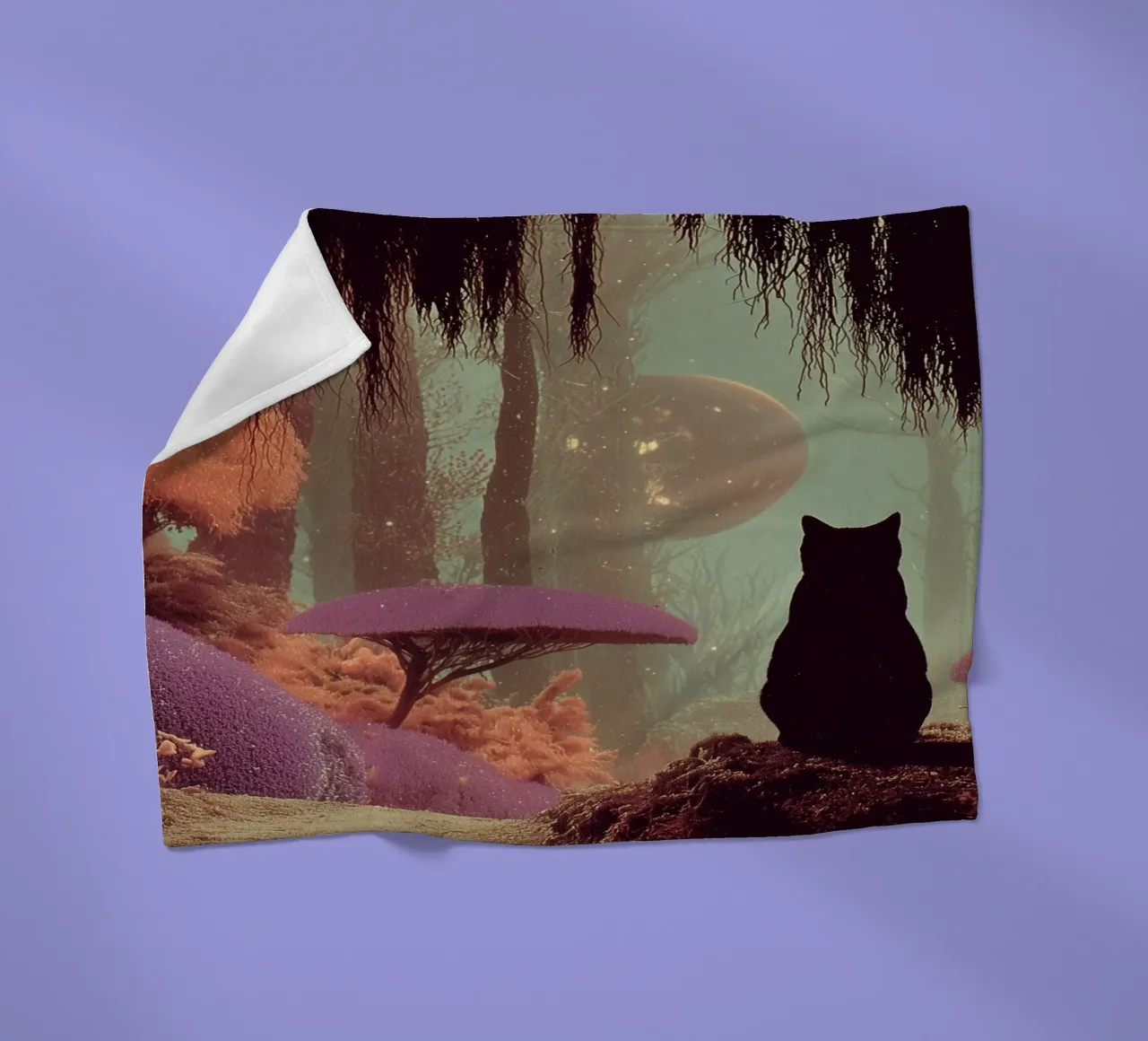 Gatto nella foresta incantata coperta in pile da Jana Leonenkov Art