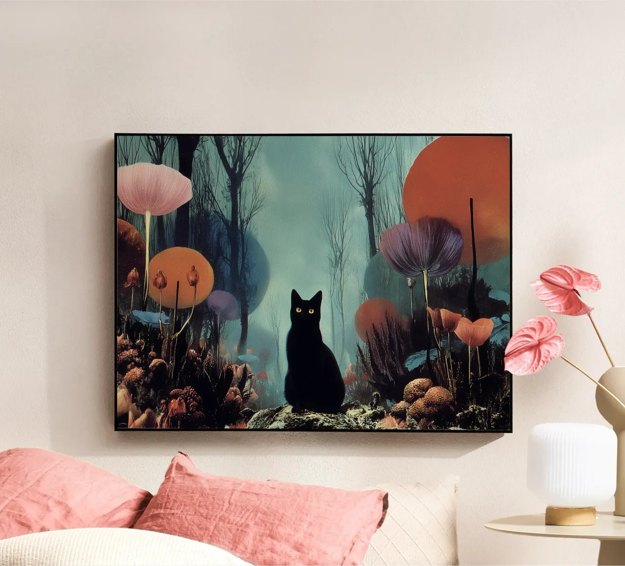 Gatto nero nella foresta incantata plexiglass da Jana Leonenkov Art