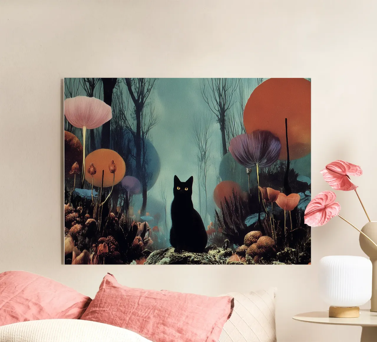 Gatto nero nella foresta incantata plexiglass da Jana Leonenkov Art