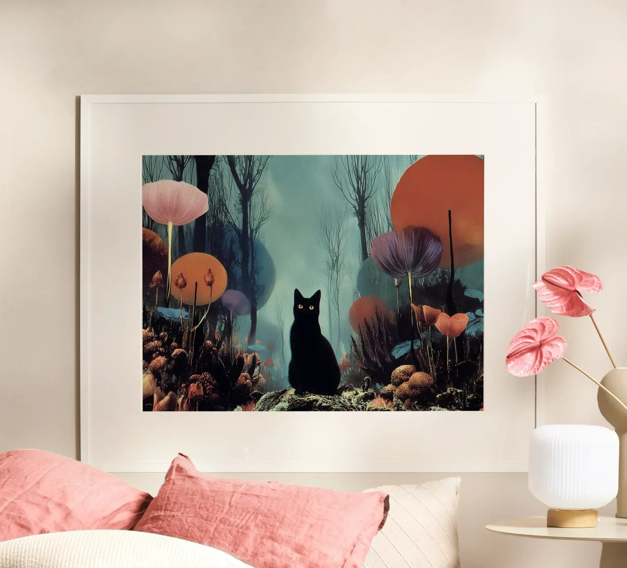 Gatto nero nella foresta incantata carta hahnemühle da Jana Leonenkov Art