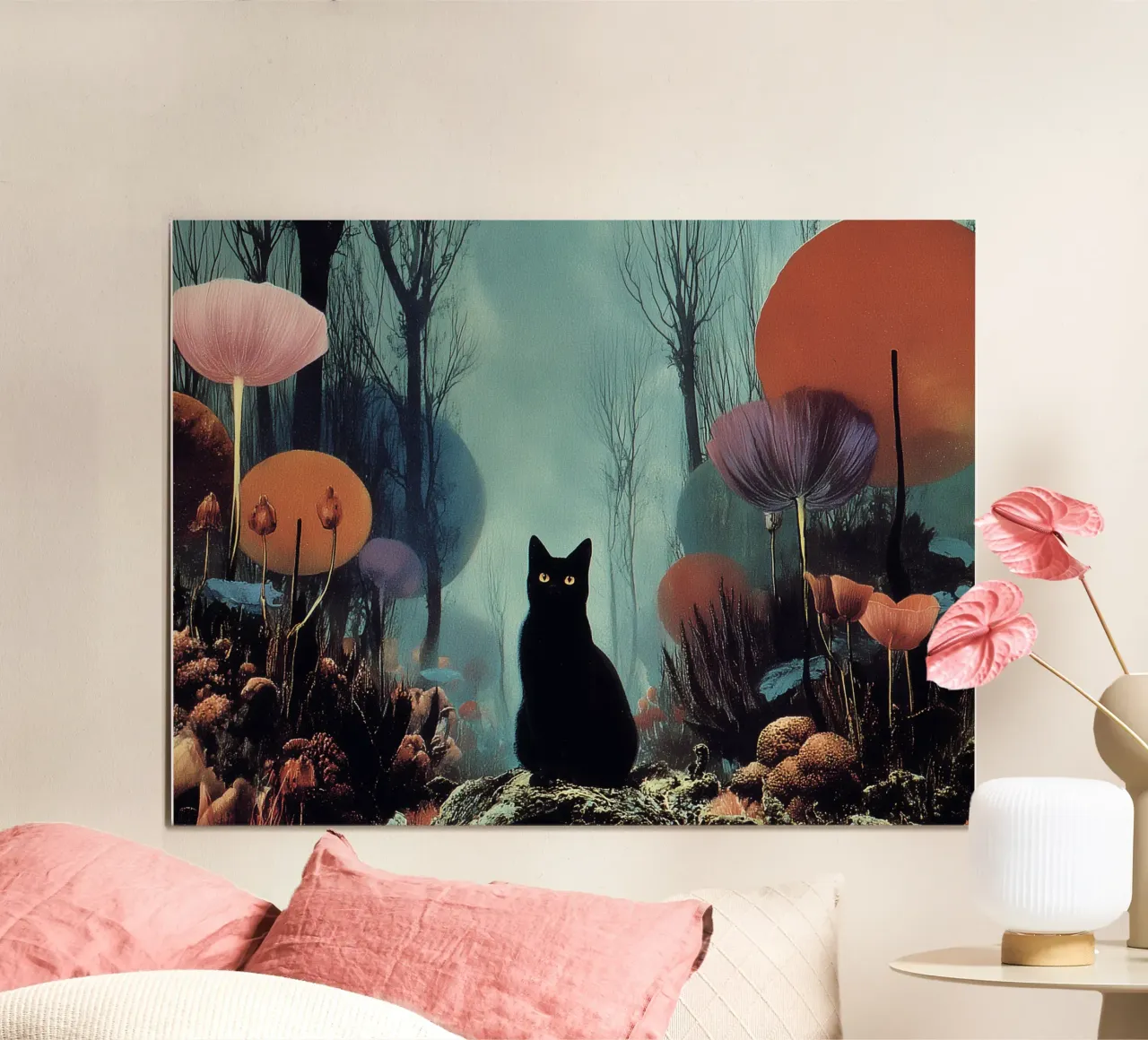 Gatto nero nella foresta incantata carta hahnemühle da Jana Leonenkov Art