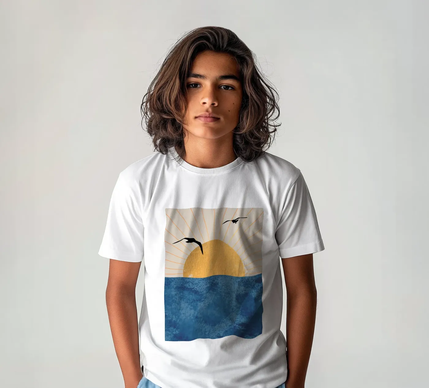 Vlucht bij zonsondergang kinder t-shirt van Wild Colors Gallery