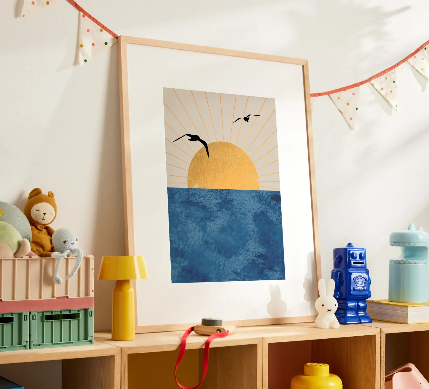 Vlucht bij zonsondergang poster van Wild Colors Gallery