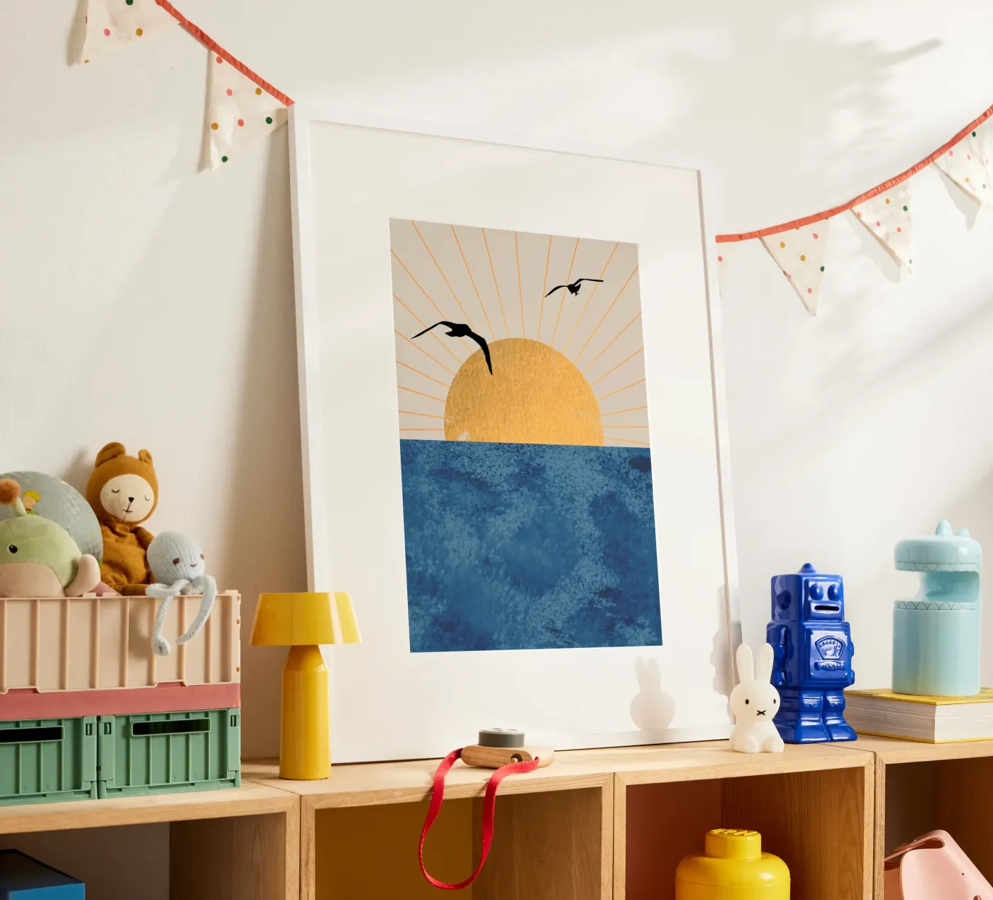 Vlucht bij zonsondergang poster van Wild Colors Gallery