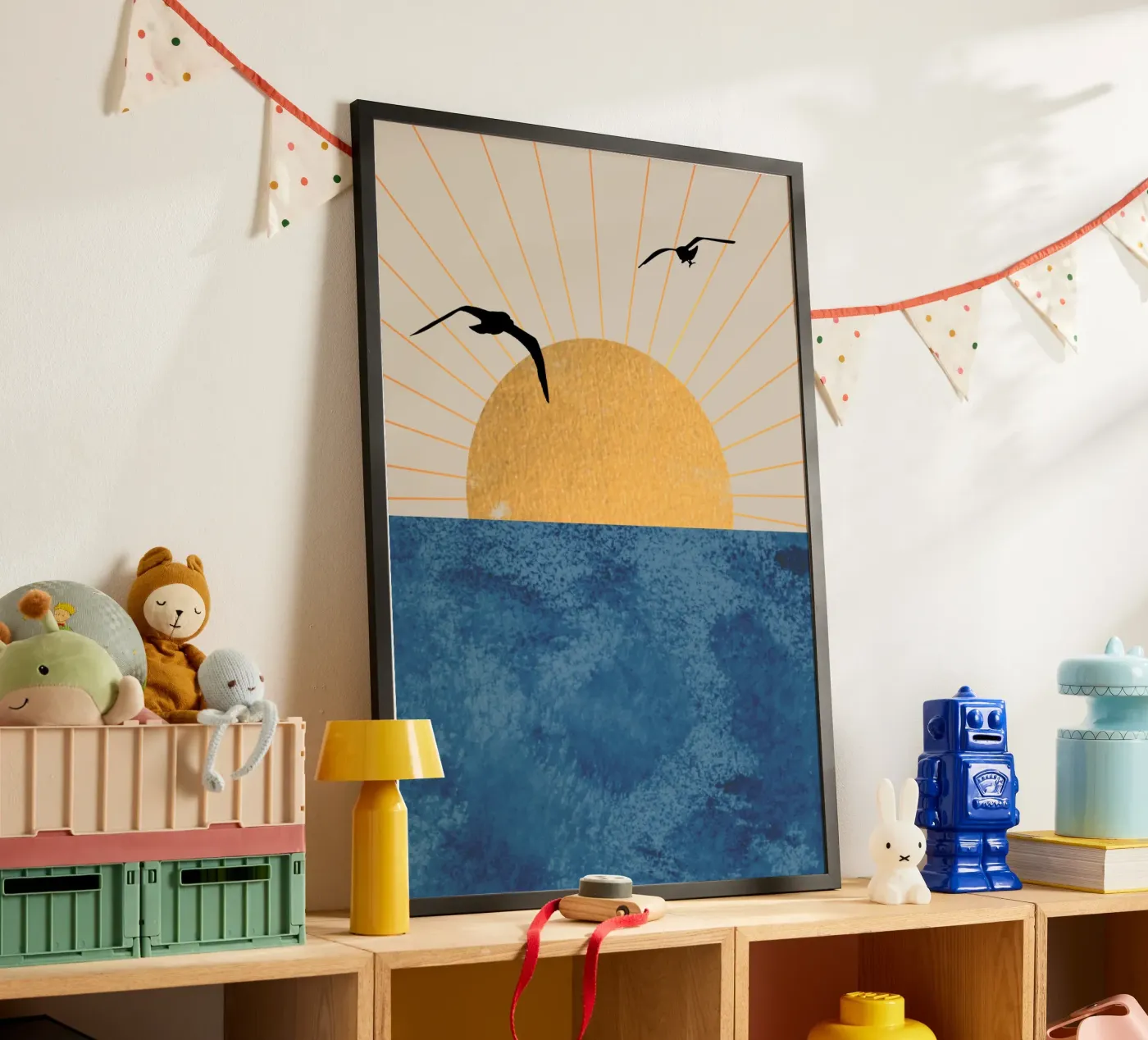 Vlucht bij zonsondergang poster van Wild Colors Gallery
