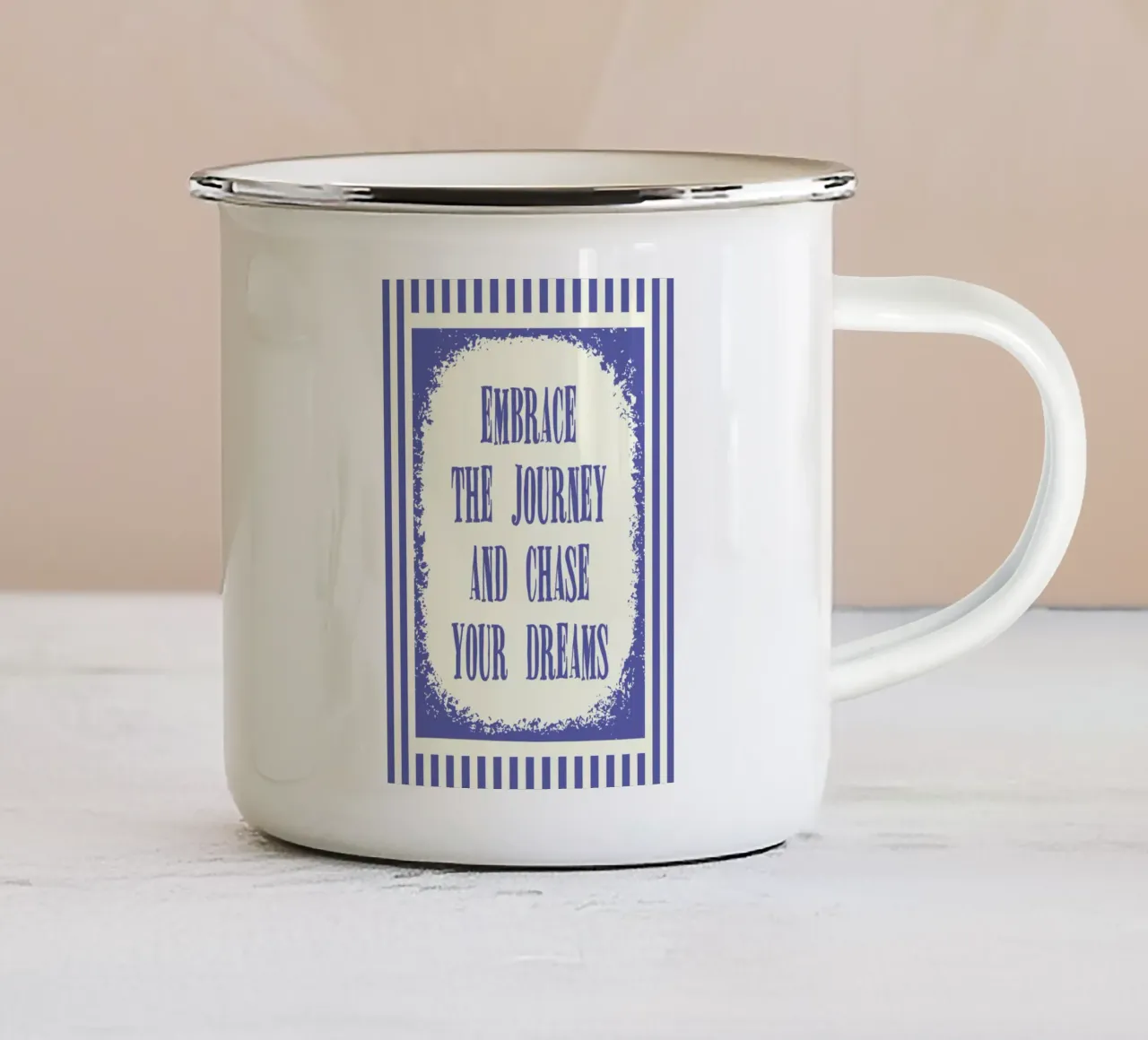 abbracciare il viaggio tazza in smalto da rapunsell