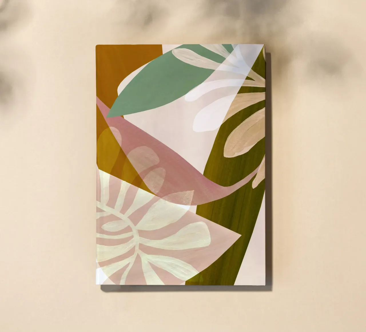 Neutral Abstract Leaf Art Print notebook by Violets Print House