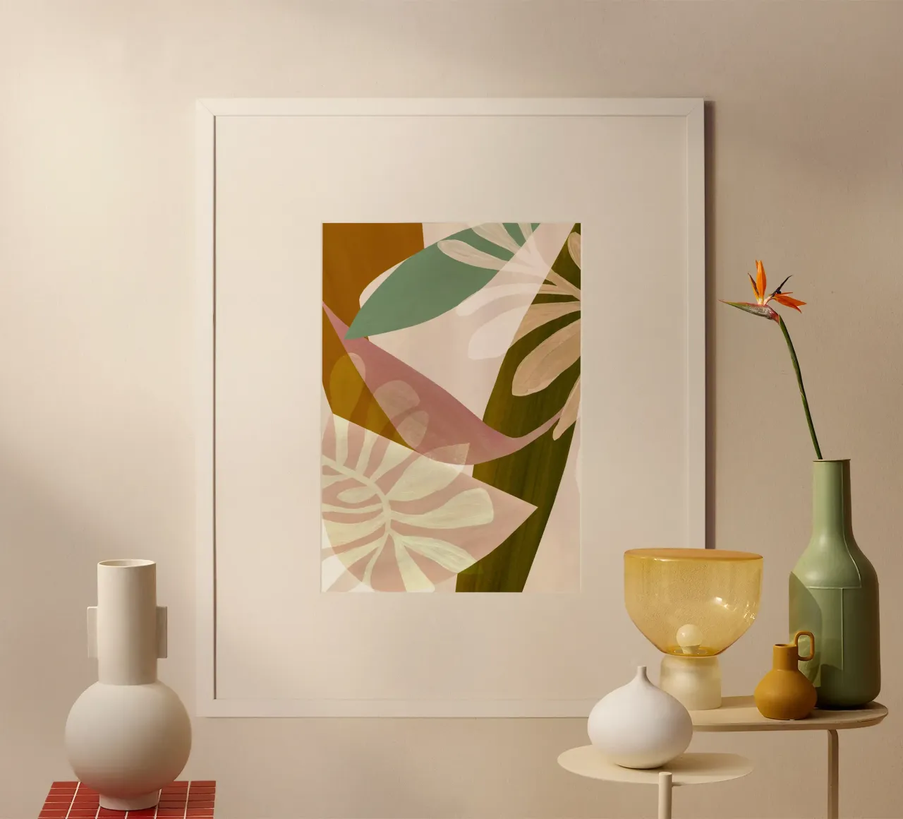Neutral Abstract Leaf Art Print hahnemühle by Violets Print House