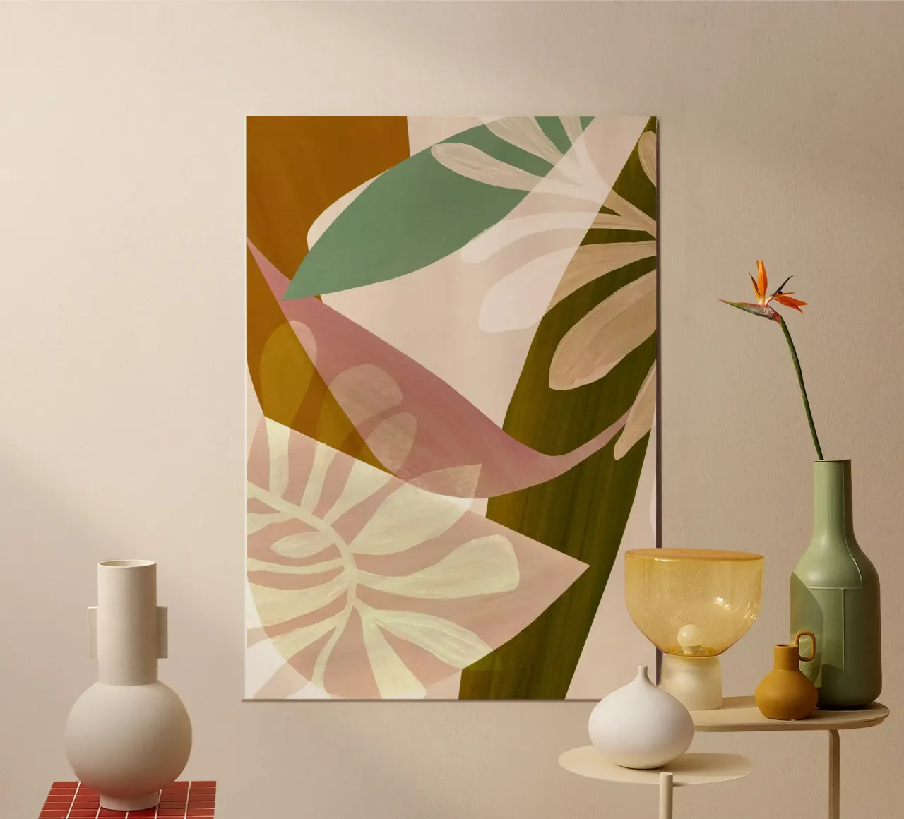 Neutral Abstract Leaf Art Print hahnemühle by Violets Print House