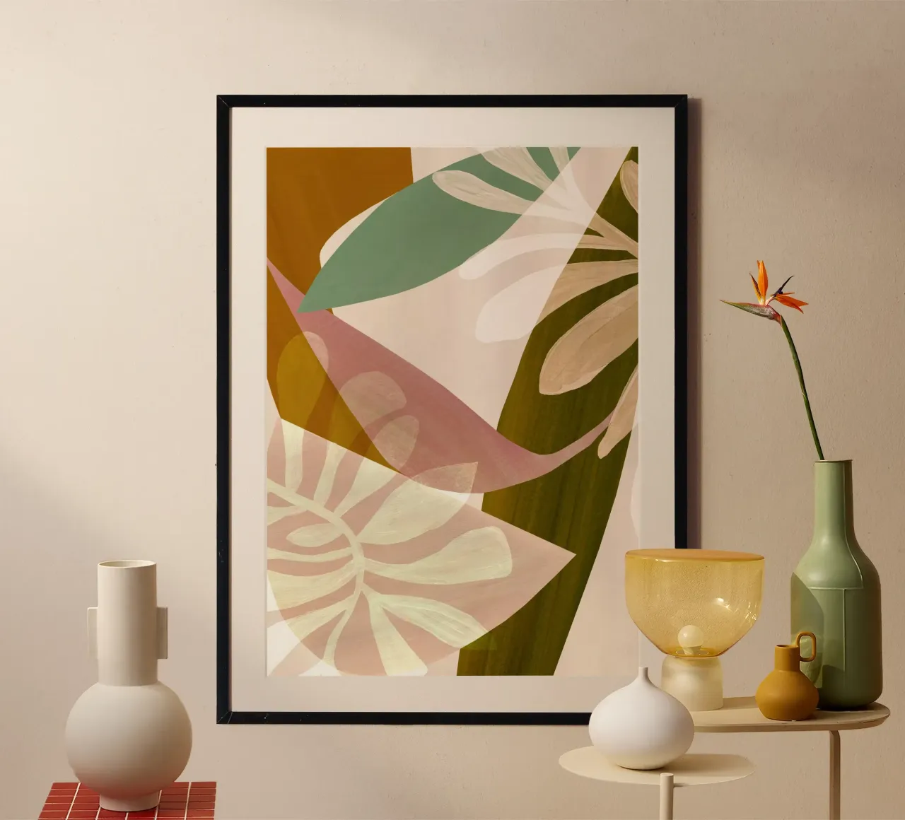 Neutral Abstract Leaf Art Print hahnemühle by Violets Print House