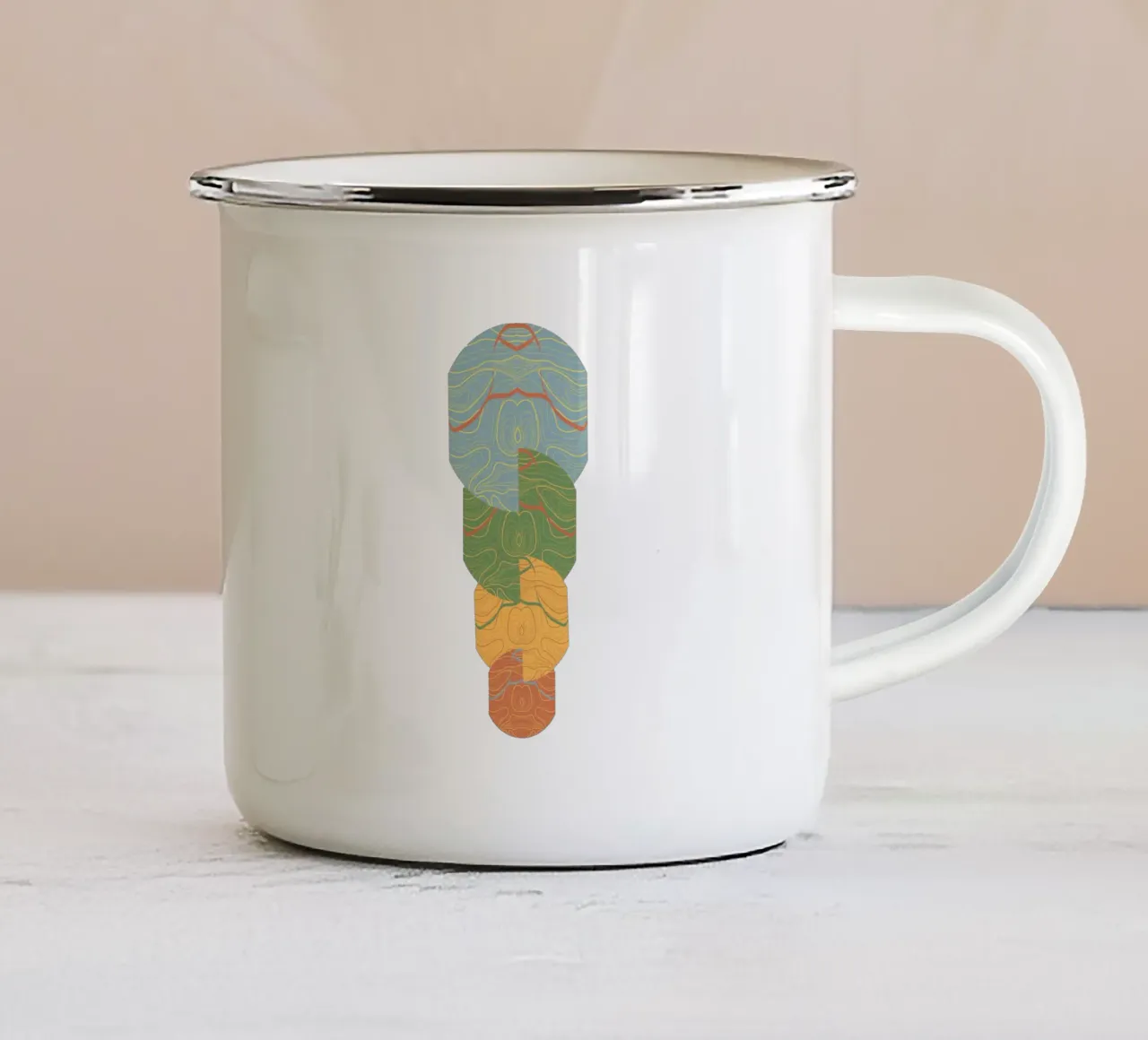 Totem geometrico tazza in smalto da Wild Colors Gallery