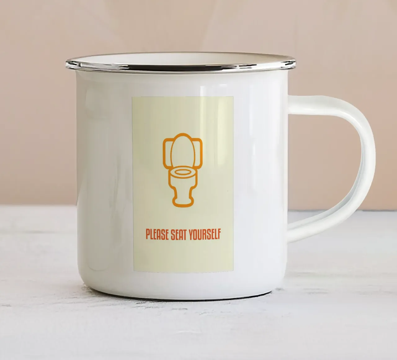 SI PREGA DI SEDERSI tazza in smalto da rapunsell