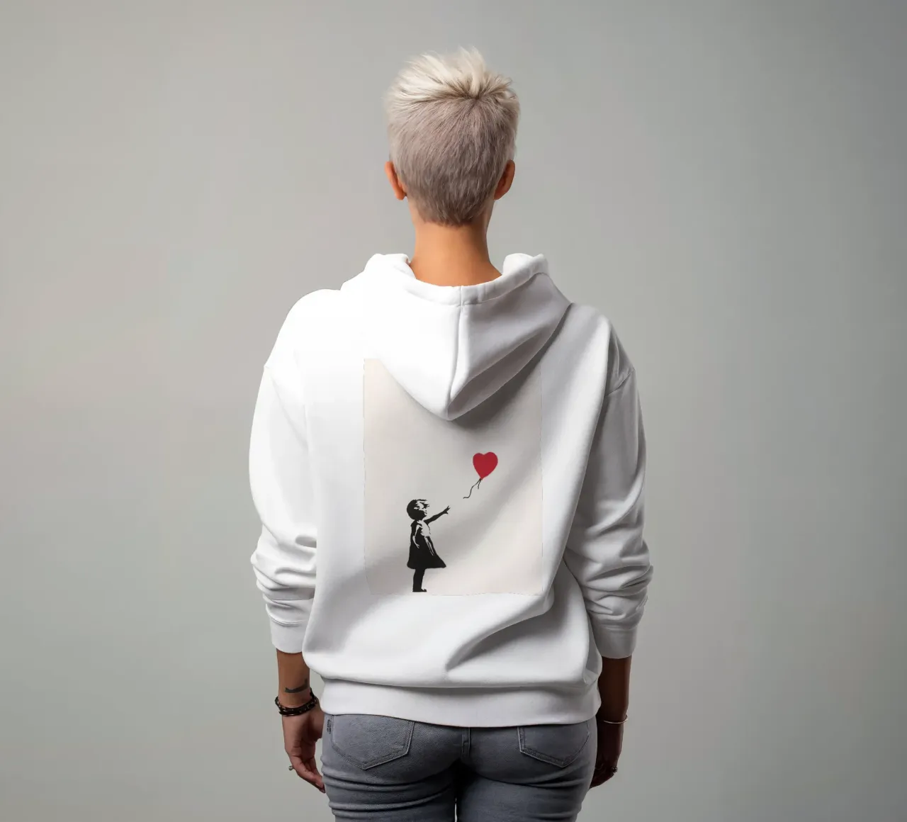 Ragazza con palloncino felpa con cappuccio da Harmony Gallery