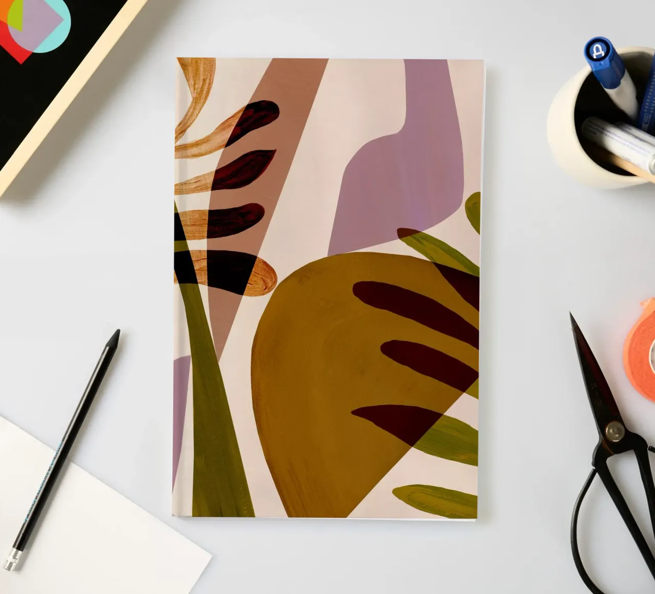 Warm Tone Abstract Leaf Art Print notebook by Violets Print House