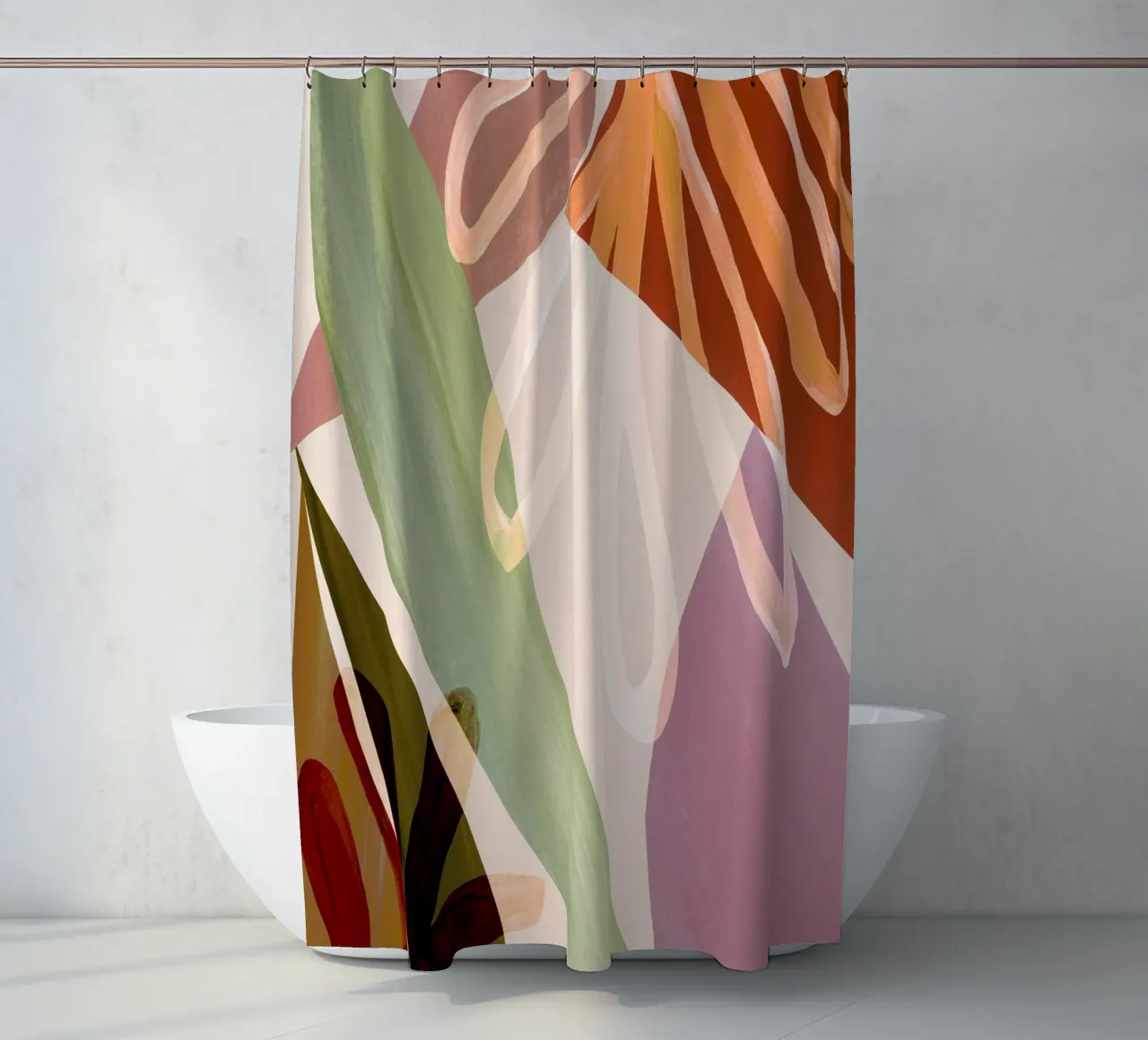Warm Getint Blad Abstracte Kunstdruk douchegordijn van Violets Print House