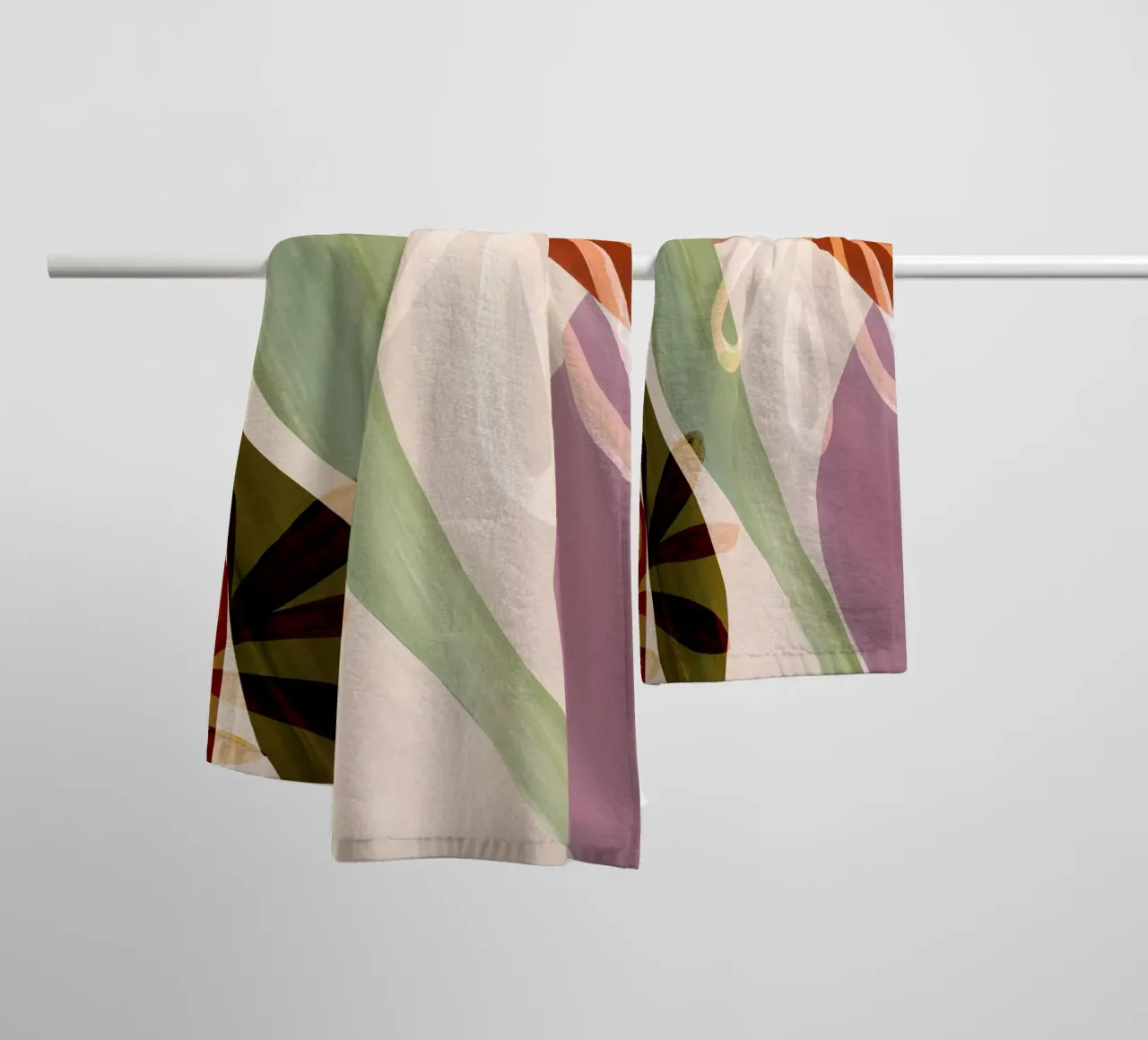 Warm Getint Blad Abstracte Kunstdruk badhanddoek van Violets Print House