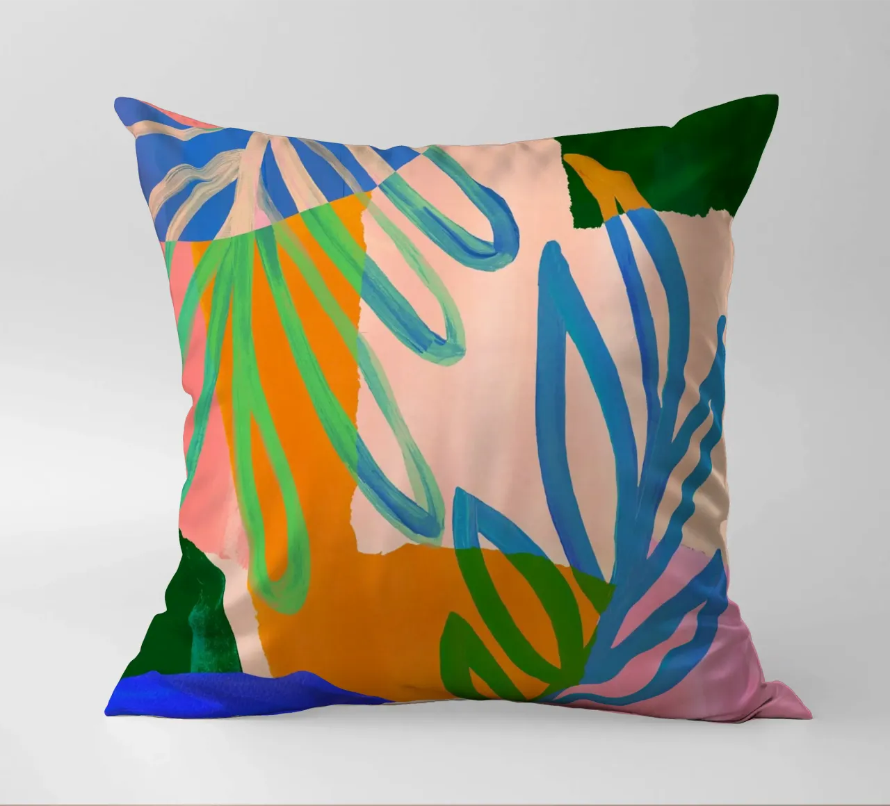 Colourful Modern Leaf Art Print cuscino da Violets Print House