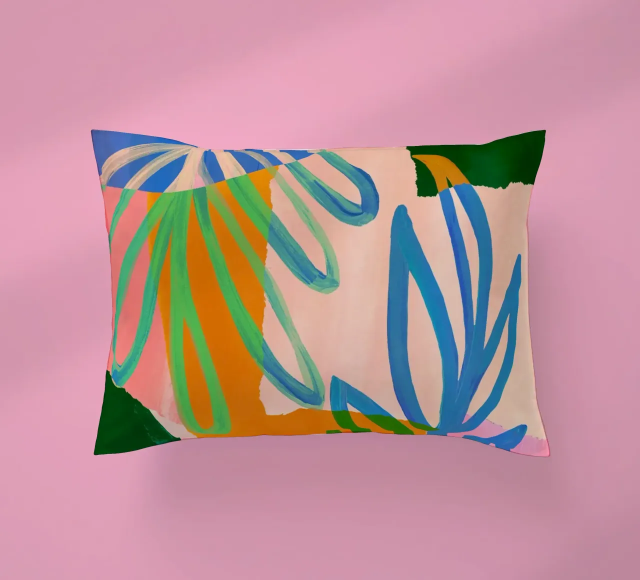 Colourful Modern Leaf Art Print cuscino da Violets Print House