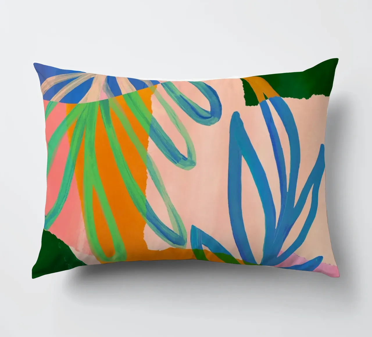Colourful Modern Leaf Art Print cuscino da Violets Print House