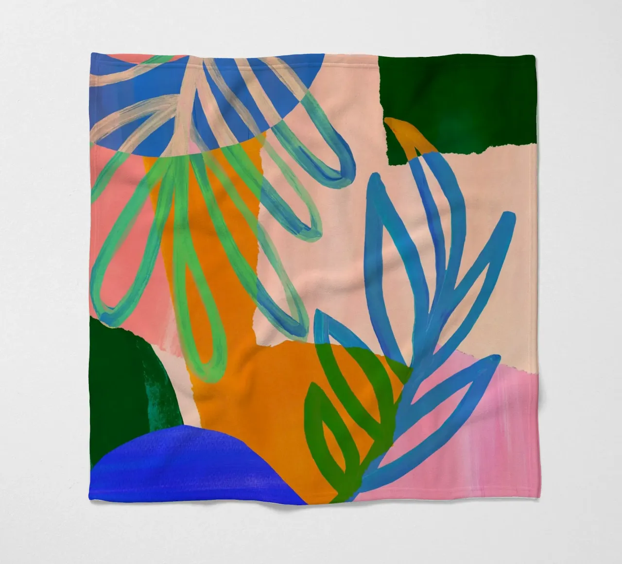 Colourful Modern Leaf Art Print coperta in pile da Violets Print House