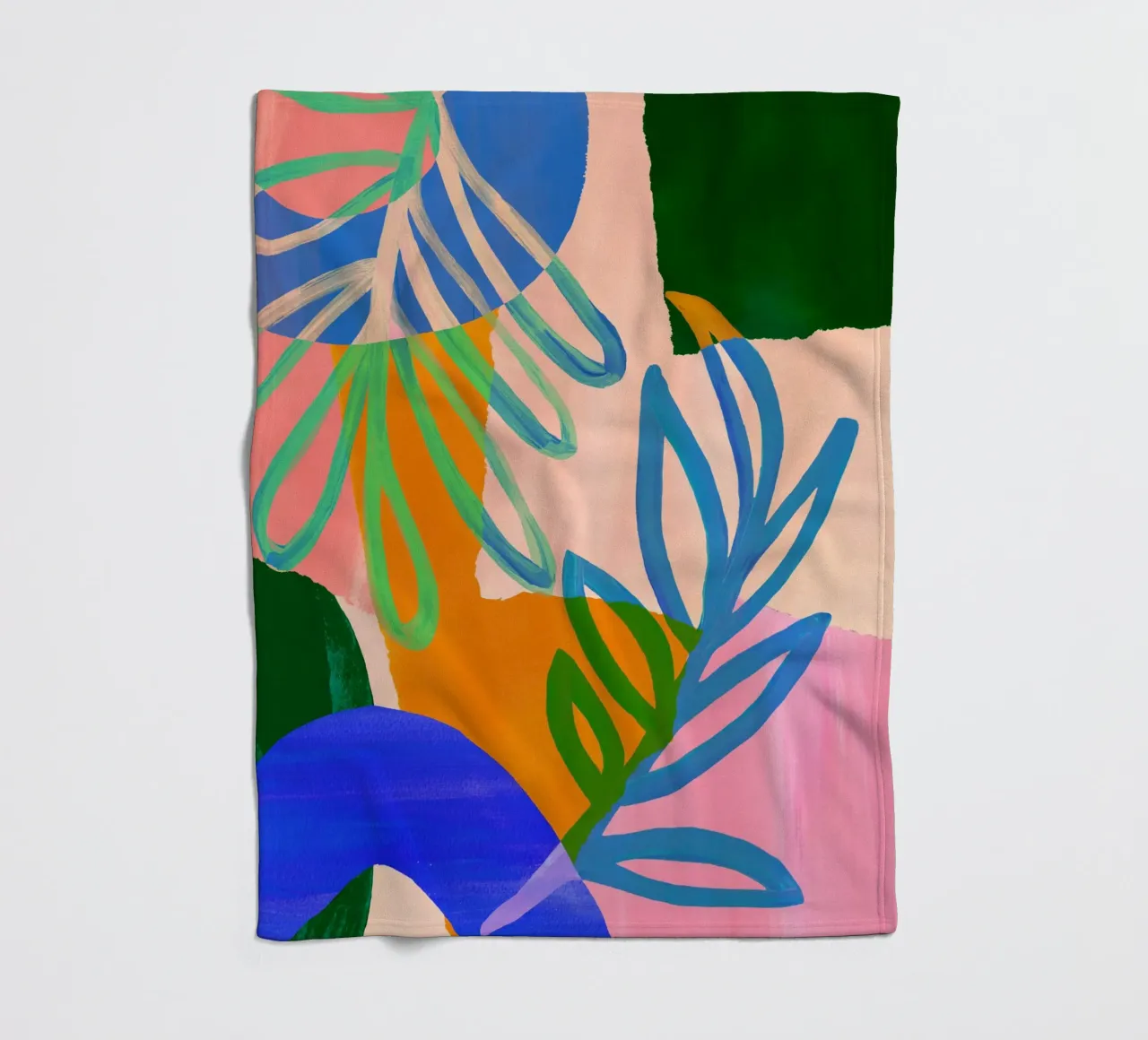 Colourful Modern Leaf Art Print coperta in pile da Violets Print House