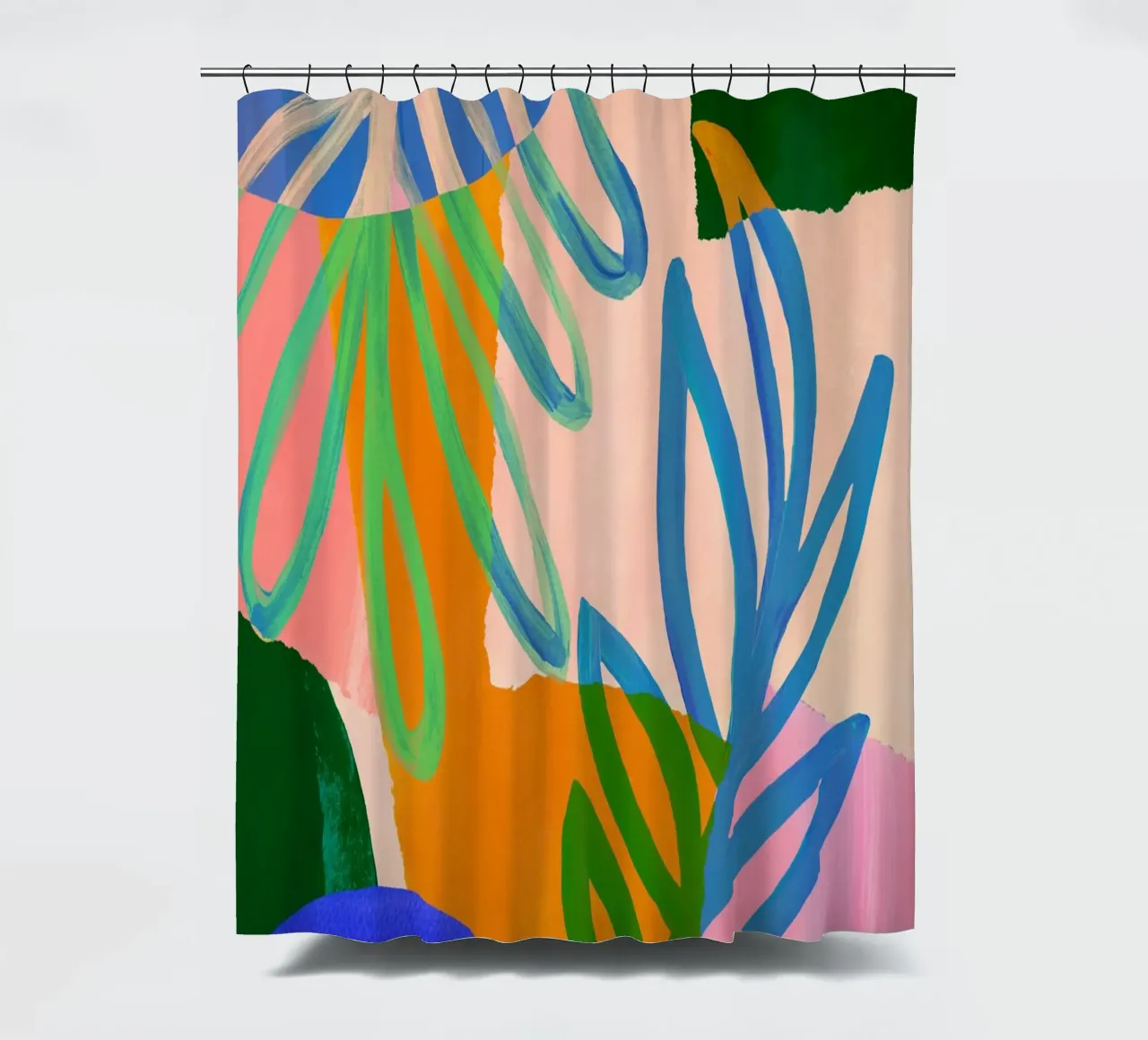 Colourful Modern Leaf Art Print Duschvorhang von Violets Print House