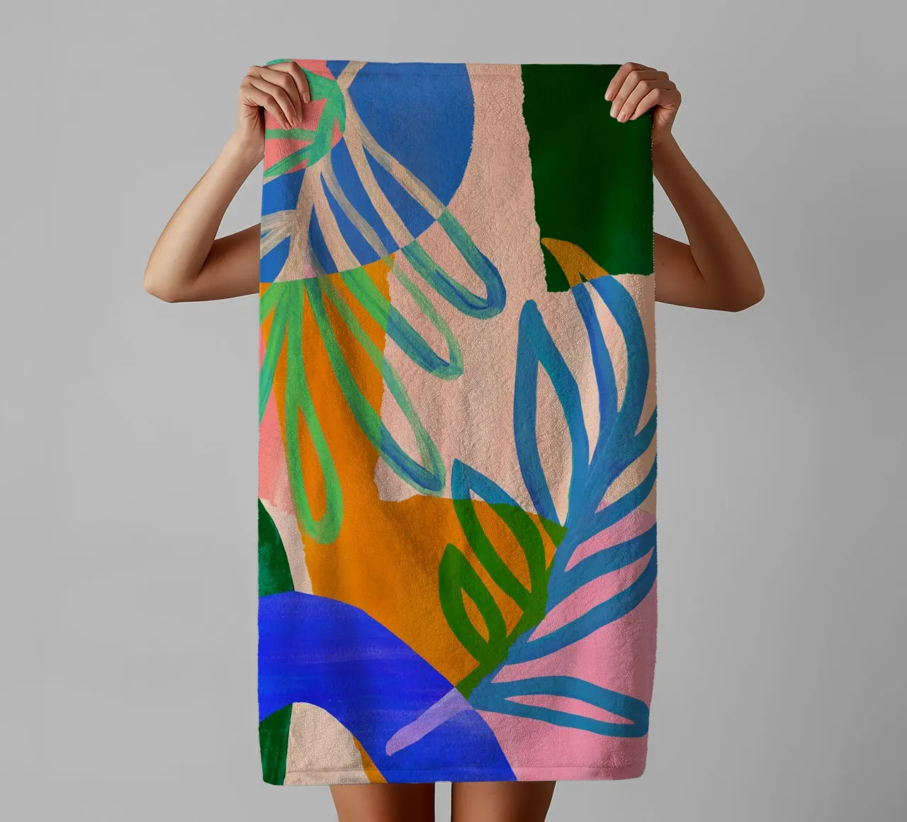 Colourful Modern Leaf Art Print asciugamano da bagno da Violets Print House