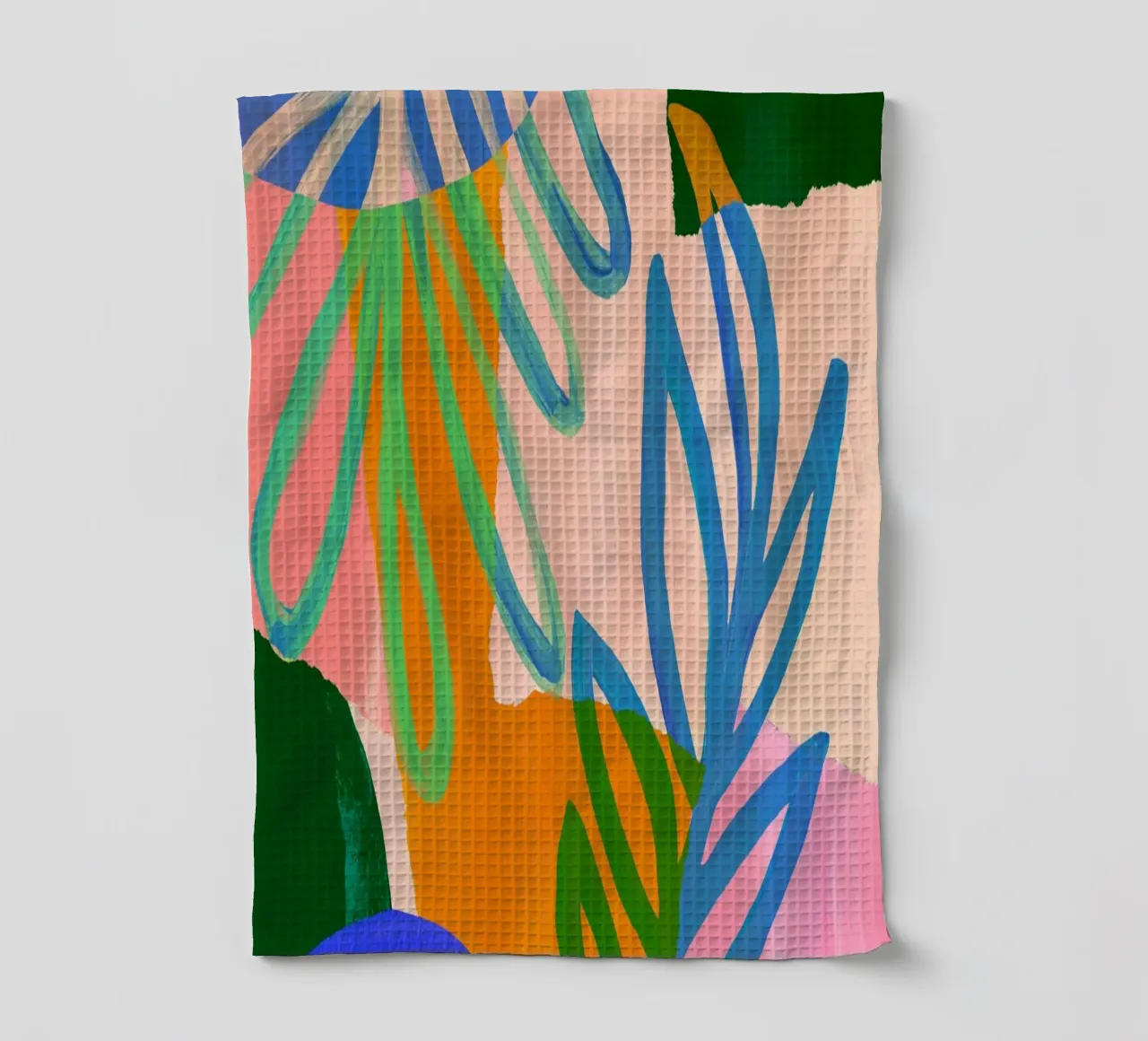 Colourful Modern Leaf Art Print canovaccio da cucina da Violets Print House