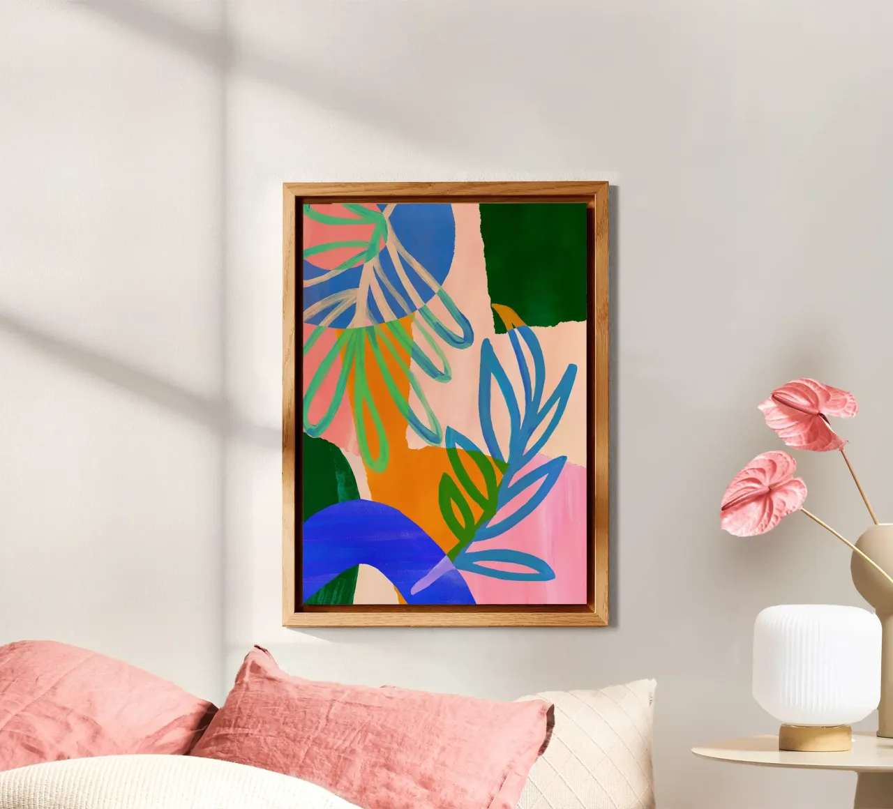 Colourful Modern Leaf Art Print alluminio dibond da Violets Print House