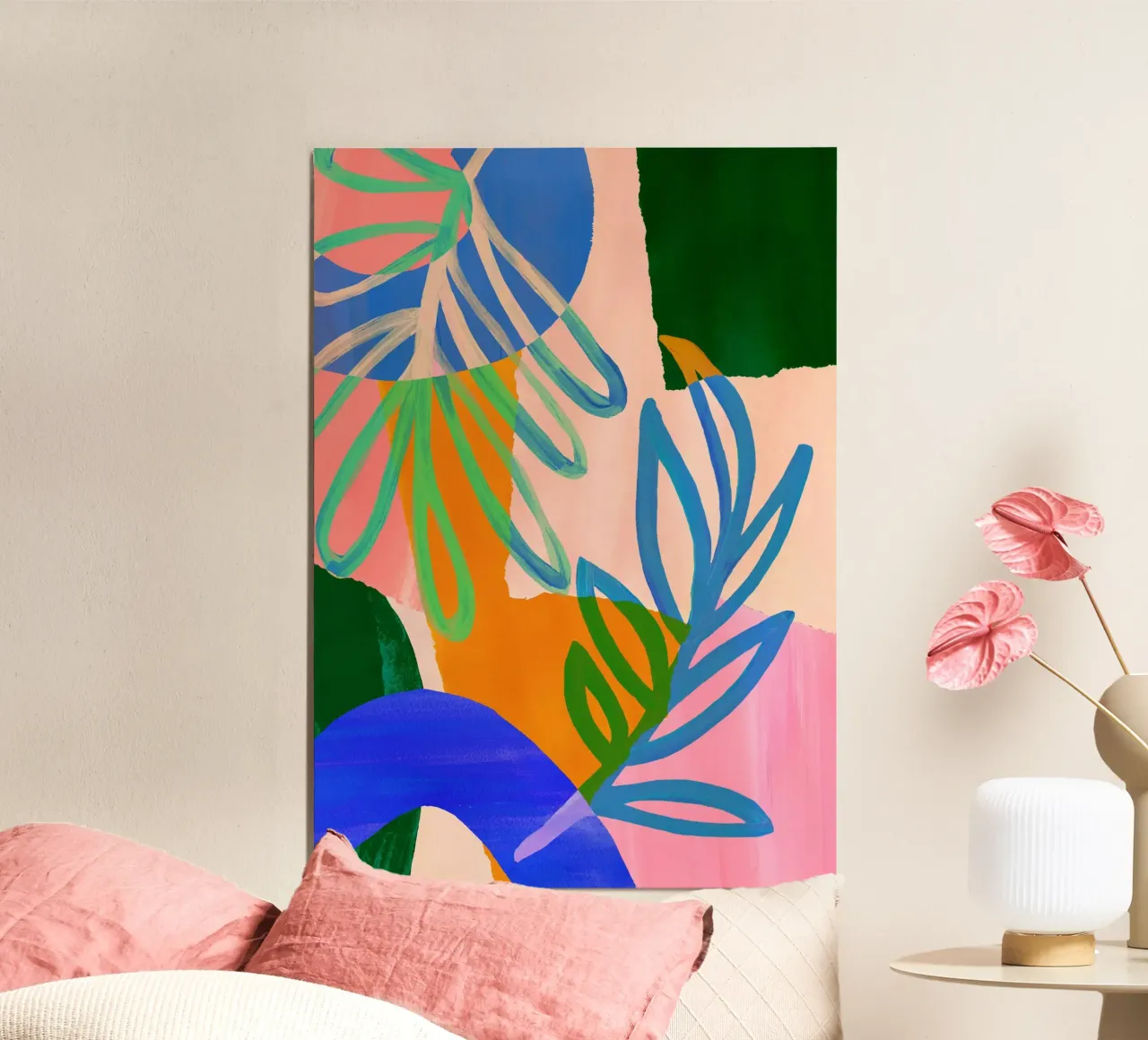Colourful Modern Leaf Art Print carta hahnemühle da Violets Print House