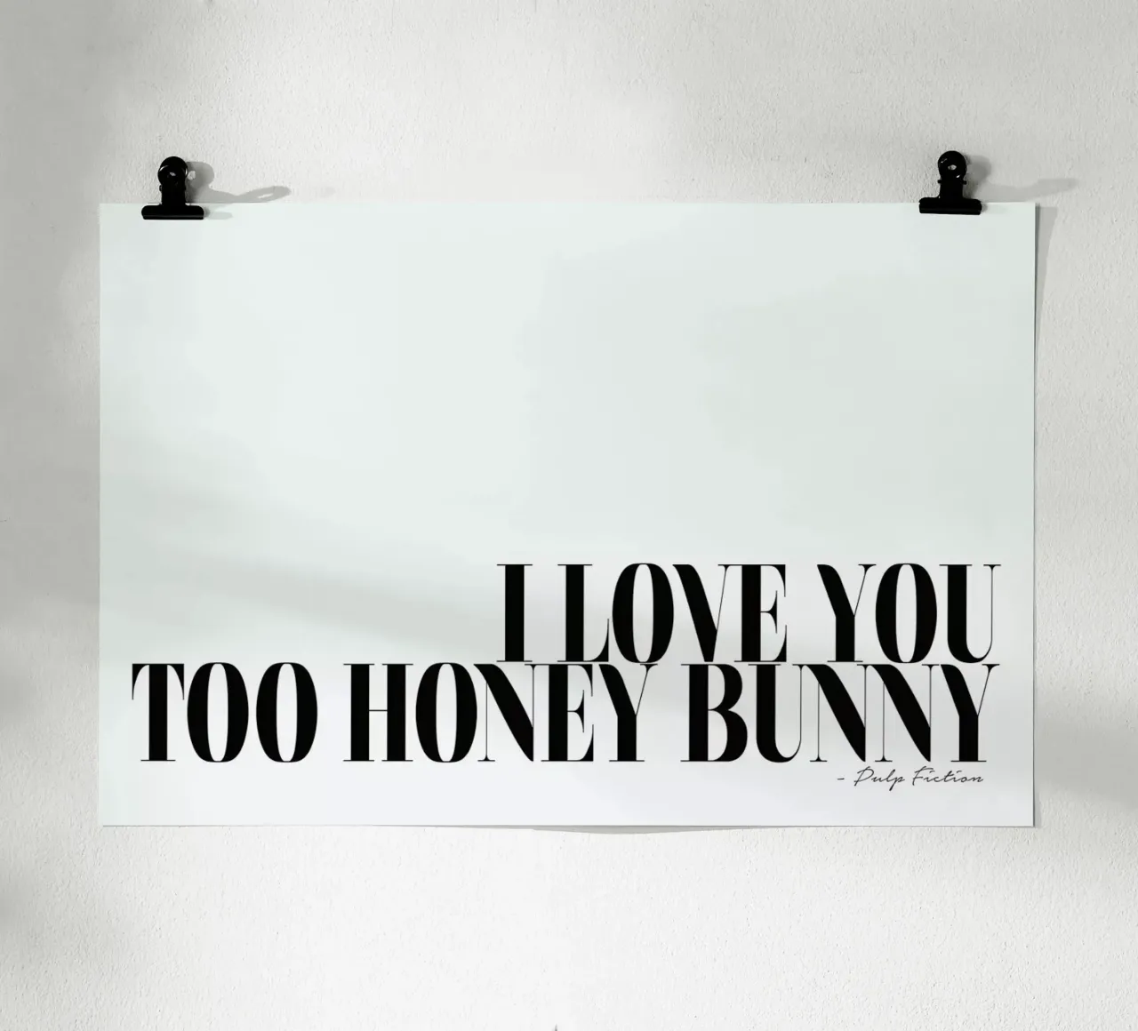 I Love You Too Honey Bunny poster with wooden frame by Honeymoon Hotel