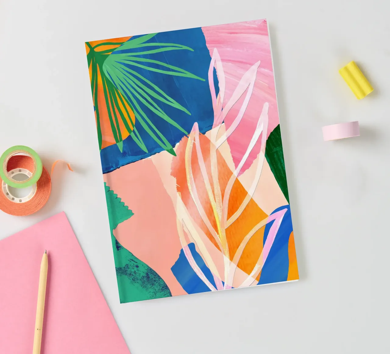 Colourful Leaf Abstract Art Print notebook by Violets Print House
