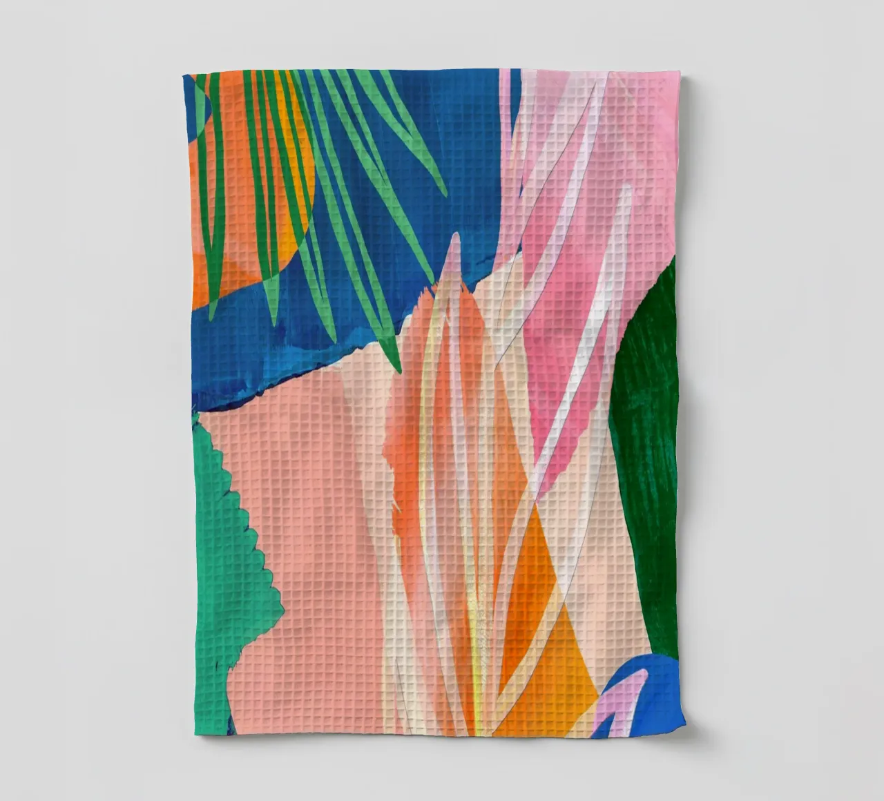 Kleurrijk blad, abstracte kunstdruk theedoek van Violets Print House