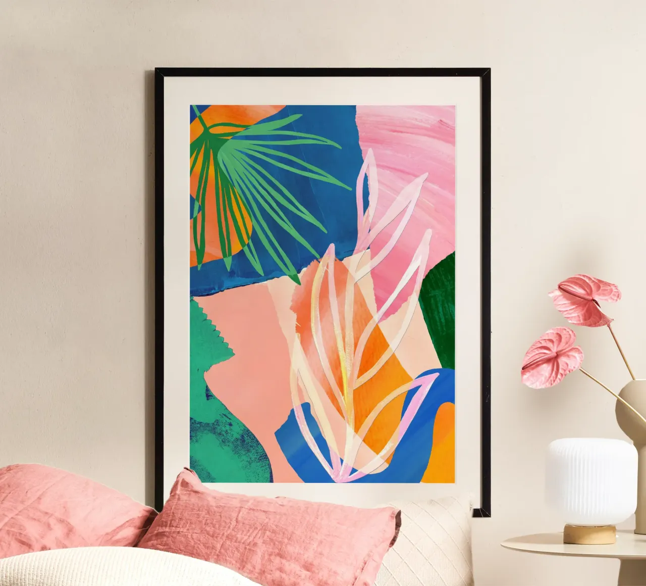 Kleurrijk blad, abstracte kunstdruk hahnemühle van Violets Print House