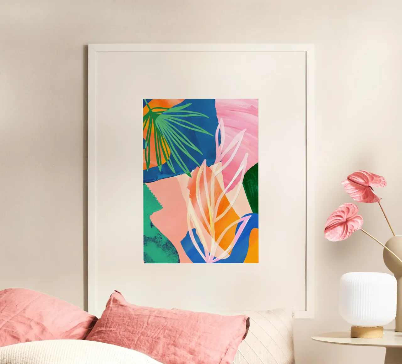 Kleurrijk blad, abstracte kunstdruk hahnemühle van Violets Print House