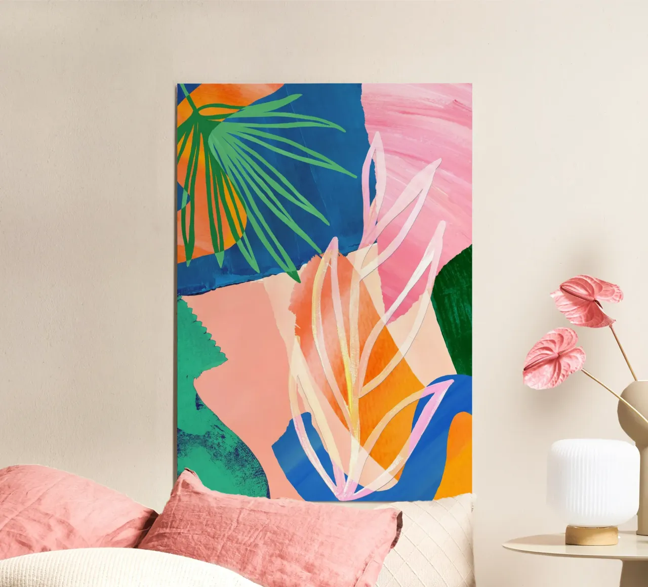 Kleurrijk blad, abstracte kunstdruk hahnemühle van Violets Print House