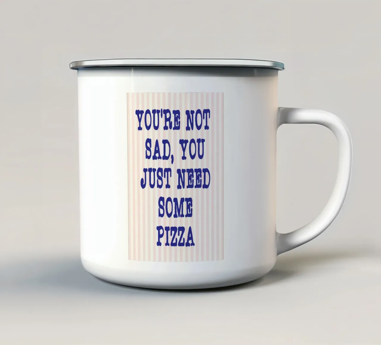 non sei triste, solo pizza tazza in smalto da rapunsell