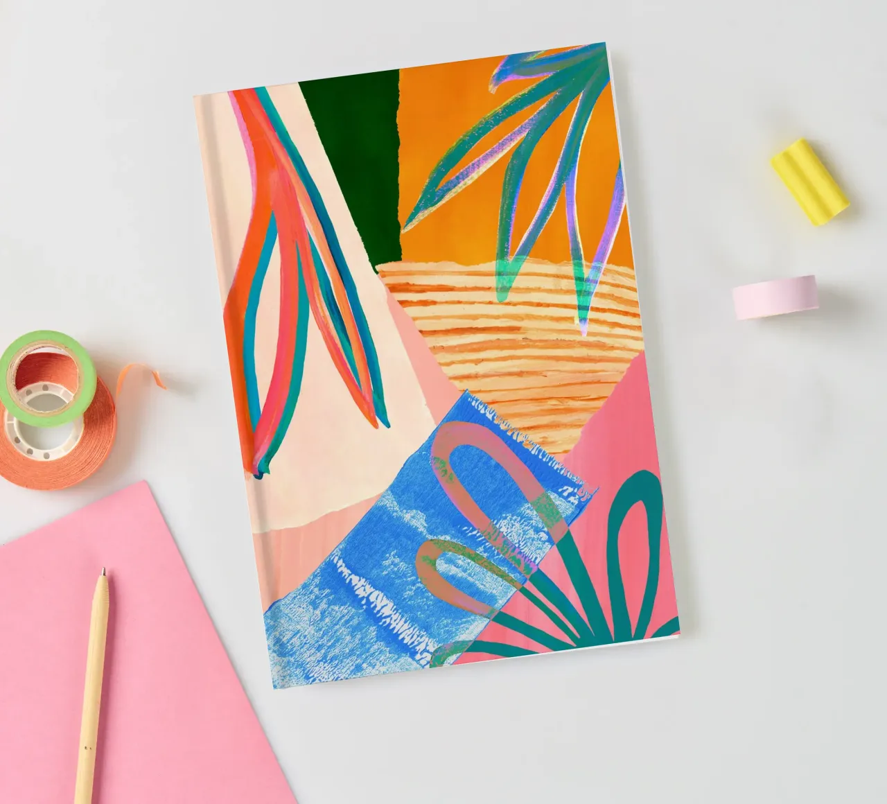 Rainbow Abstract Leaf Art Print notebook by Violets Print House