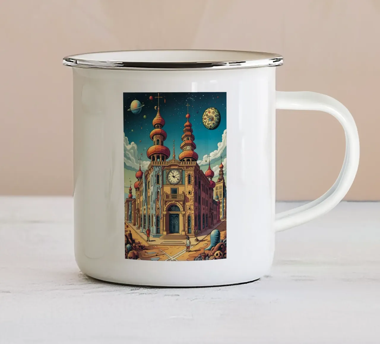 municipio con un'area ondulata tazza in smalto da uniqe world