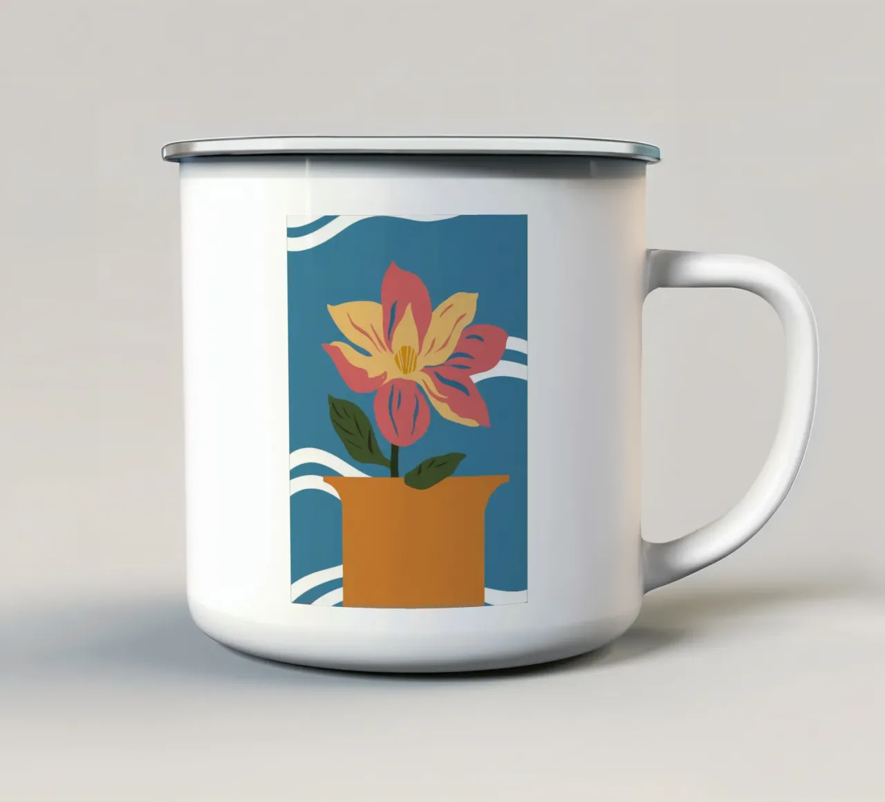 Semplice fiore rosa tazza in smalto da Solace Light