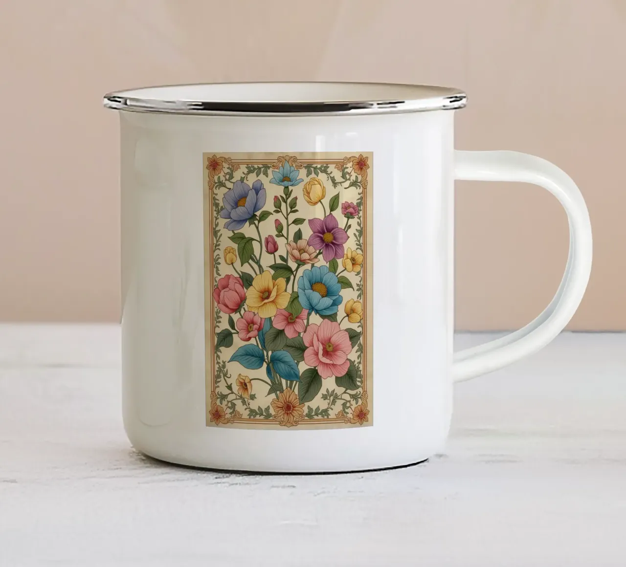 Design floreale artistico tazza in smalto da uniqe world