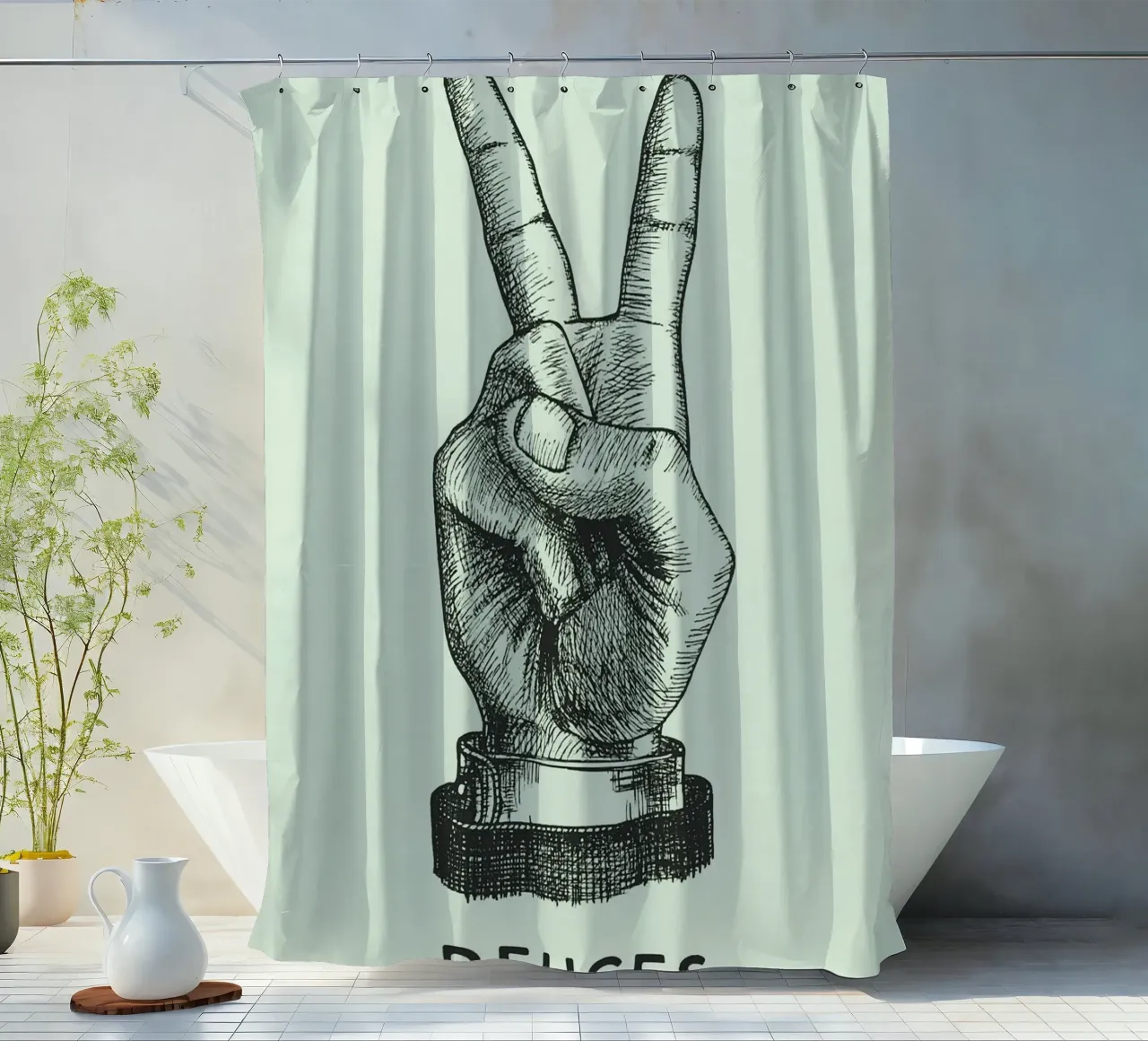 mano di pace dei due tenda da doccia da rapunsell