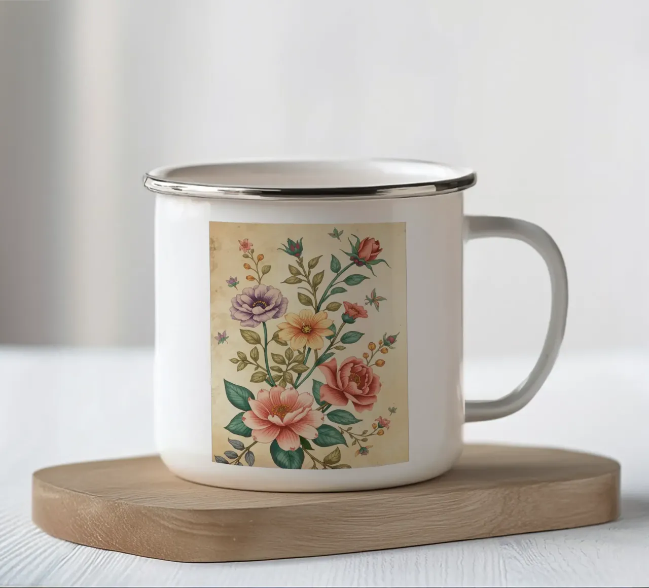 stile disegnato a mano con texture pastello tazza in smalto da uniqe world