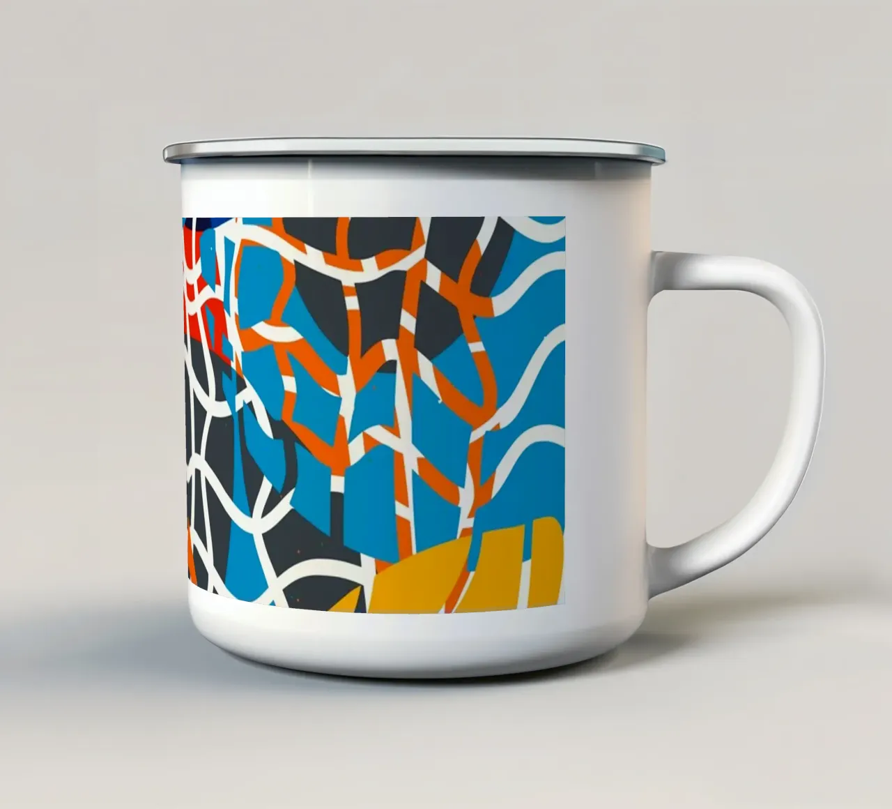 Chromatic Waveforms – Contemporary Abstract Mesh Artwork by enamel mug by Abstract and Patterns